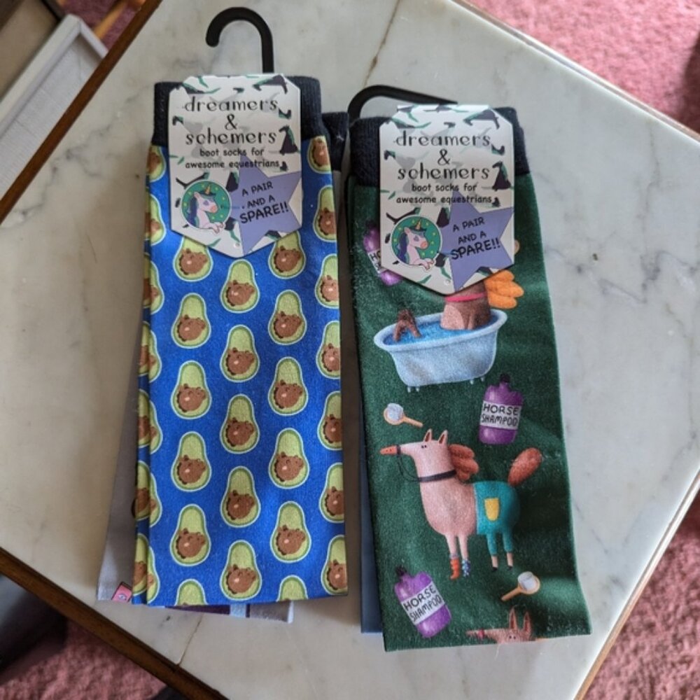 NWT Dreamers & Schemers Equestrian Boot Socks A Pair and a Spare - 2 Sets